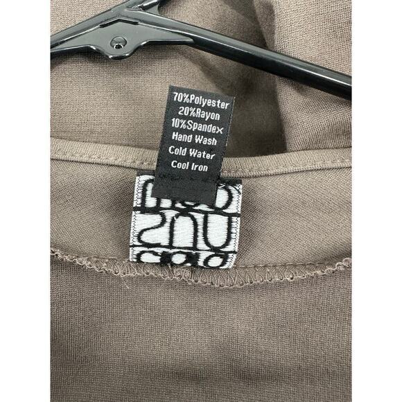 Clara Sun Woo Open Front Ponte Knit Long Blazer Jacket Size M tan - Picture 6 of 6